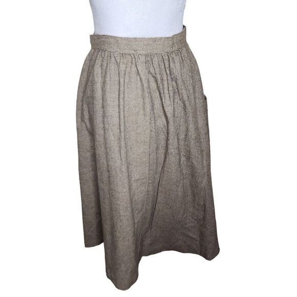 Vintage 70s 80s ALine Mid Length Skirt Button Front Womens Size M Brown Pockets - Picture 4 of 7